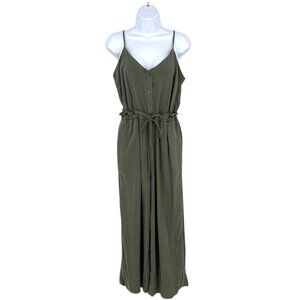 Splendid Button-Front Jumpsuit Olive Green Size Medium
